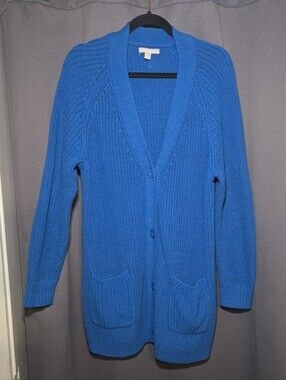 Woman Within Electric Blue Knit Cardigan for Men